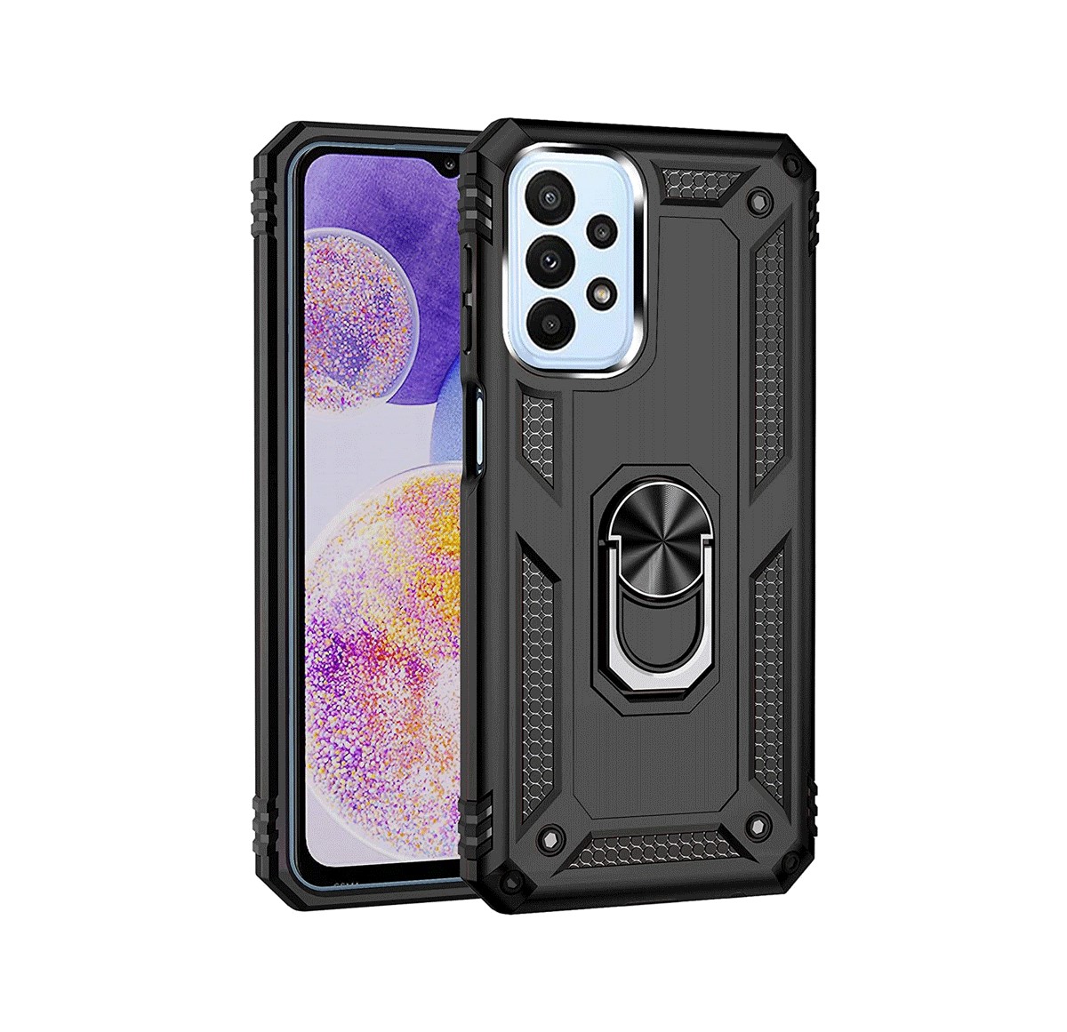 Protectores para celular  para Samsung  A33 5G Funda reforzada con anillo v2 Negro